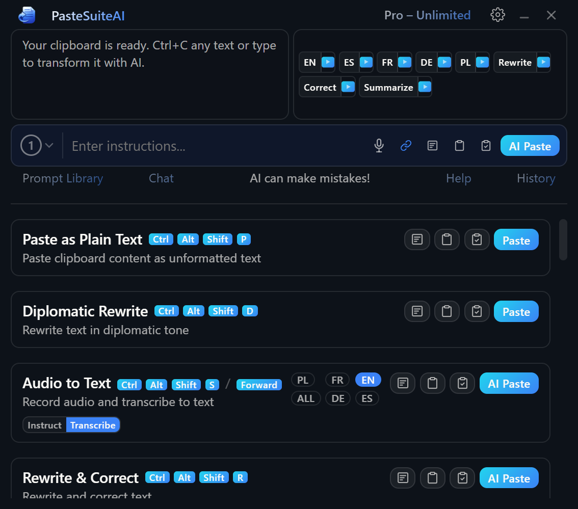 Main window overview