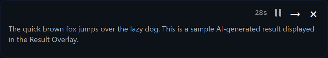 Result overlay showing AI output