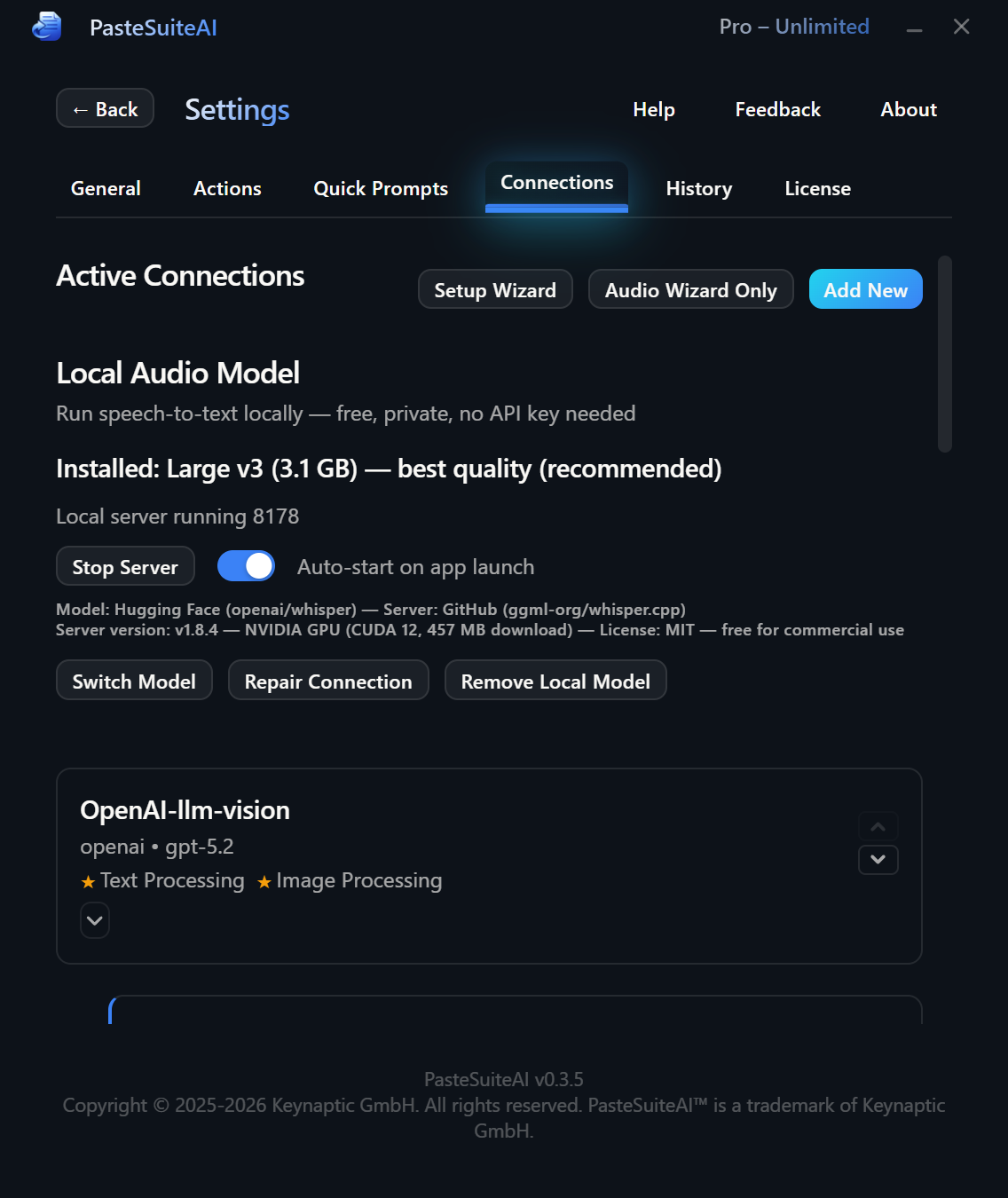 Connections tab overview